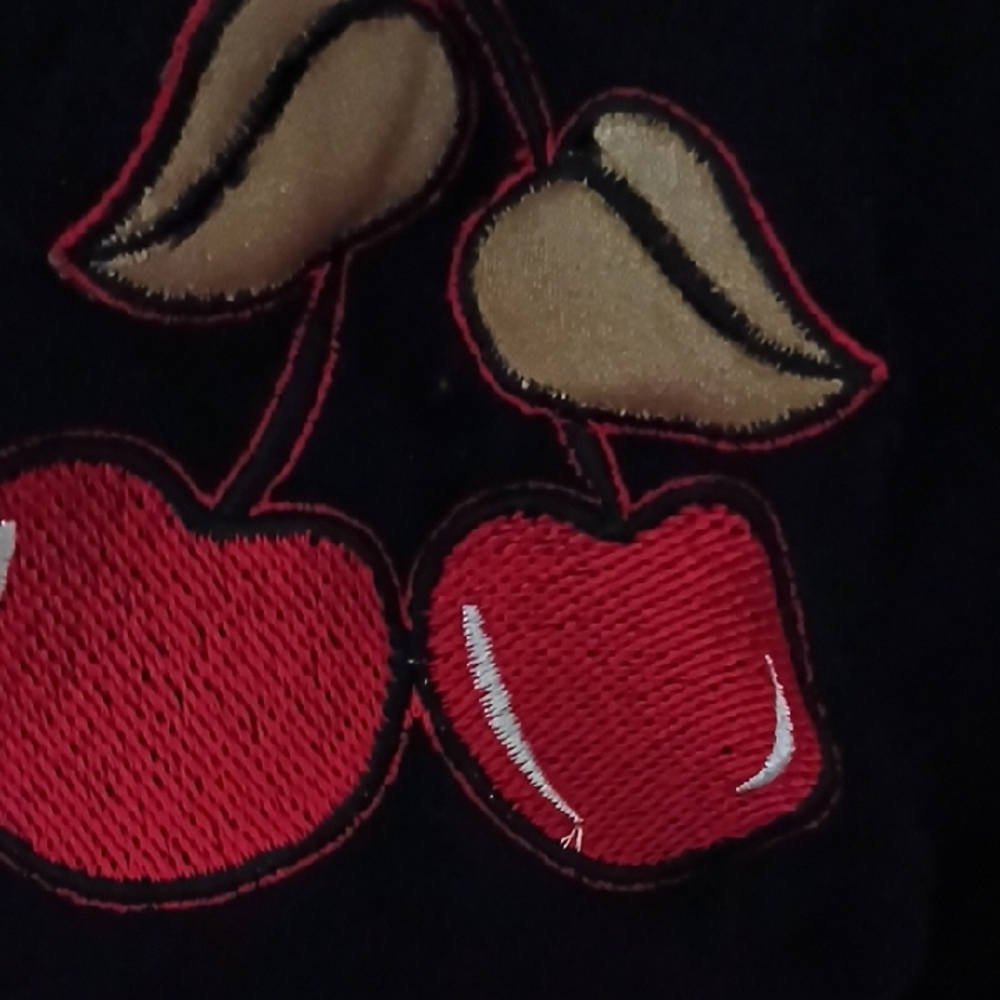 Sourpuss Black Cardigan with Red Cherry Motifs - Picture 2 of 5